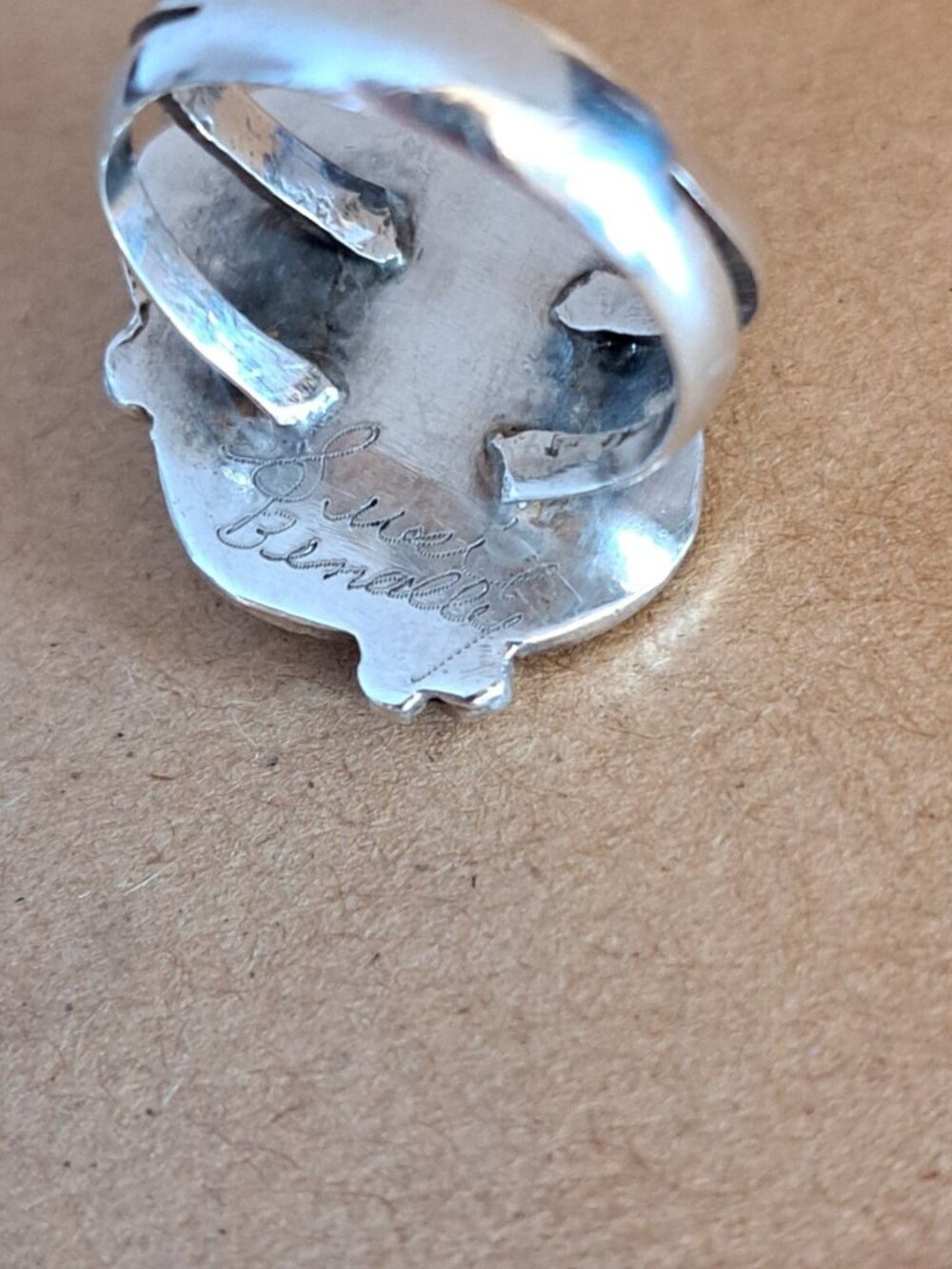 Vintage Navajo Signed Susie Benally Sterling Silver 925 Turquoise Ring Size 6.25 - Picture 3 of 7